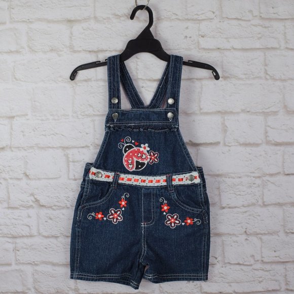 Other - Girl's Lady Bug Flowers Denim Overalls 🧁3/$30